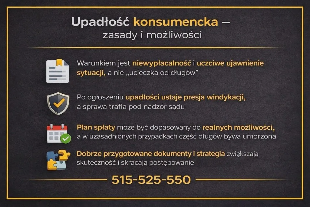korzyści upadłości konsumenckiej, stop egzekucji komorniczej