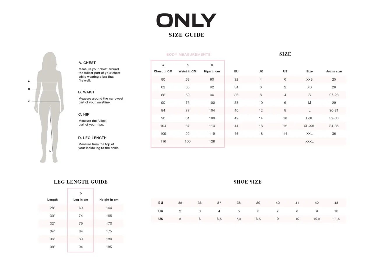 Tabela rozmiar&oacute;w spodni i jeans&oacute;w