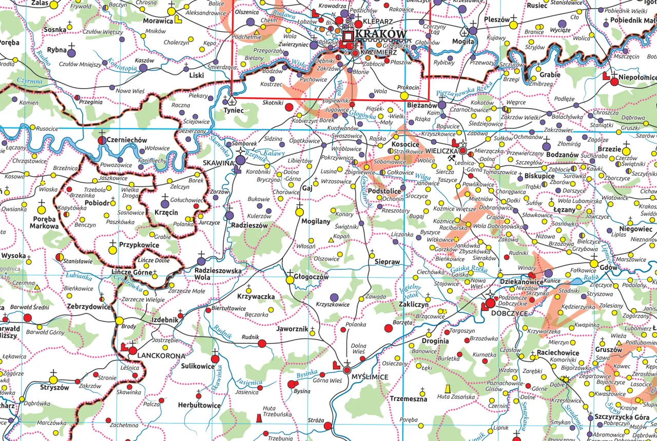 Myślenice mapa Polski położenie