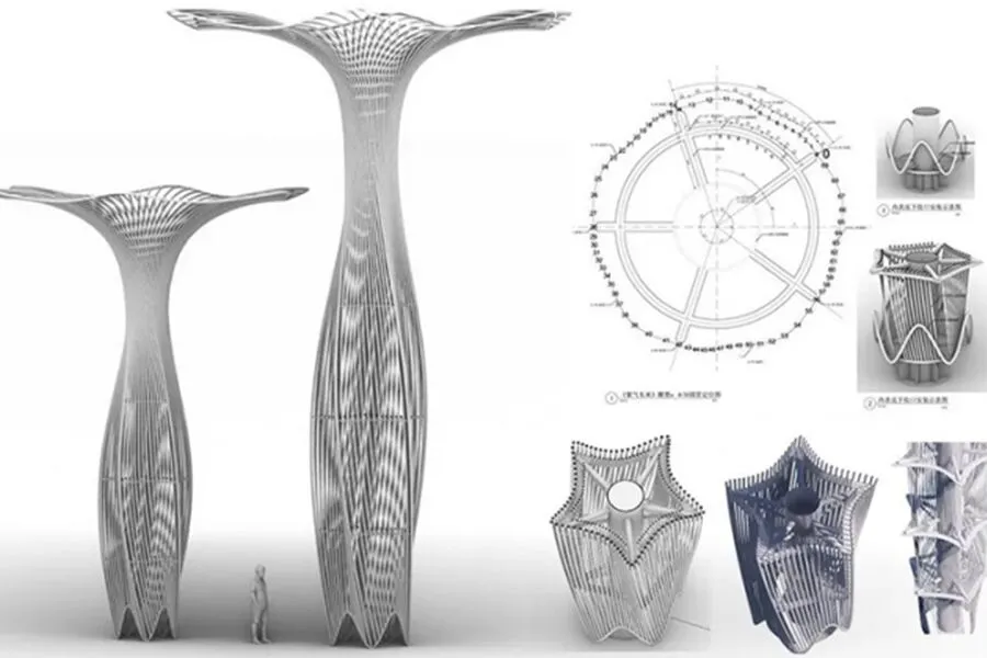 fundament gro&szlig;e metallskulptur installation