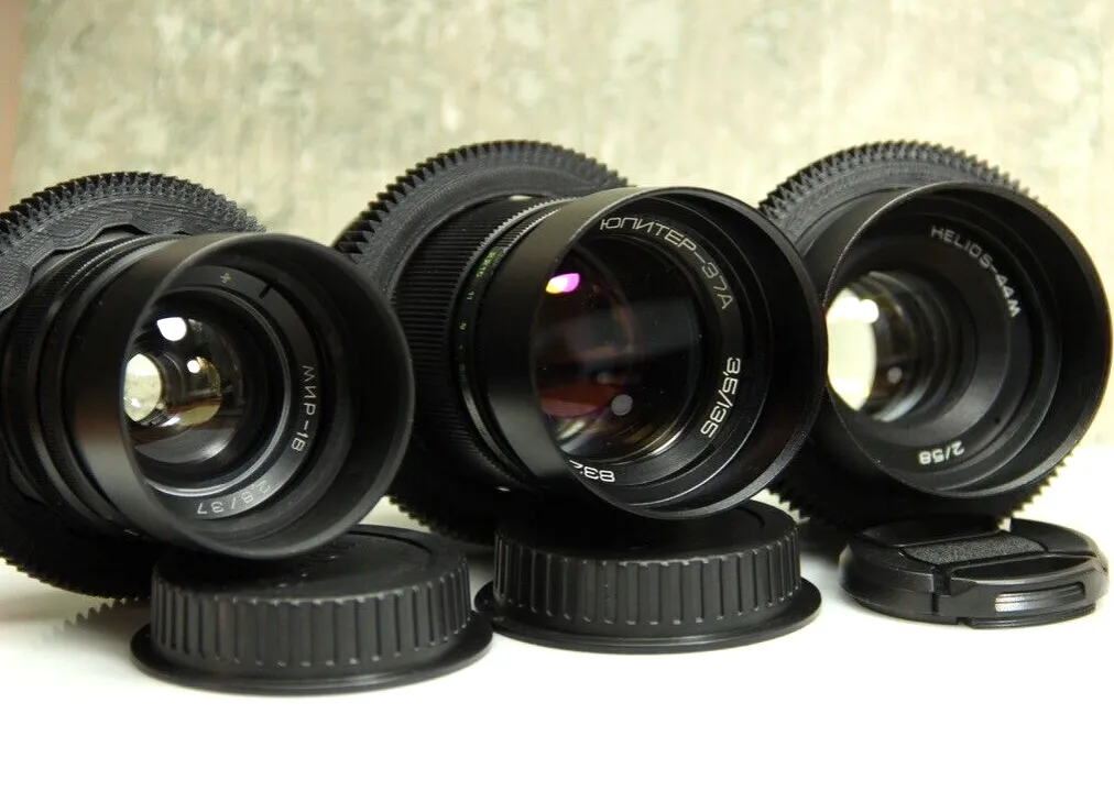 przykładowe obiektywy M42 Helios Pancolar Jupiter