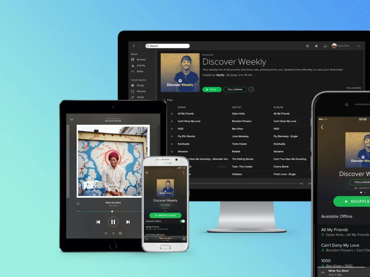 Spotify aplikacja widok pobranej playlisty