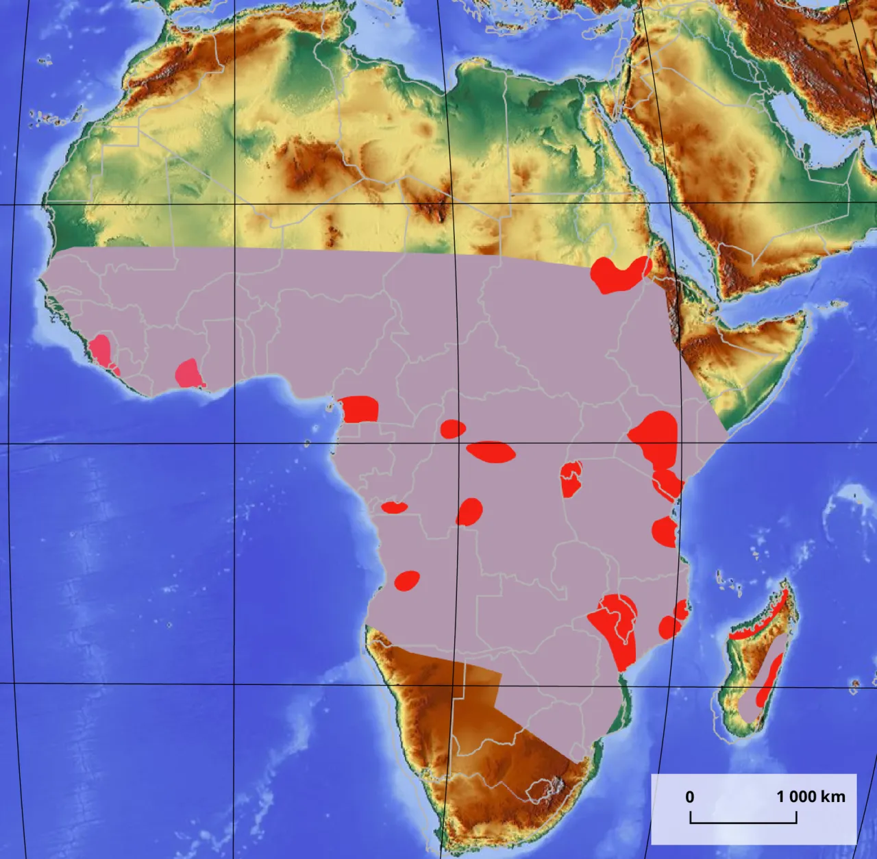 Mapa Afryki rolnictwo żarowo-odłogowe