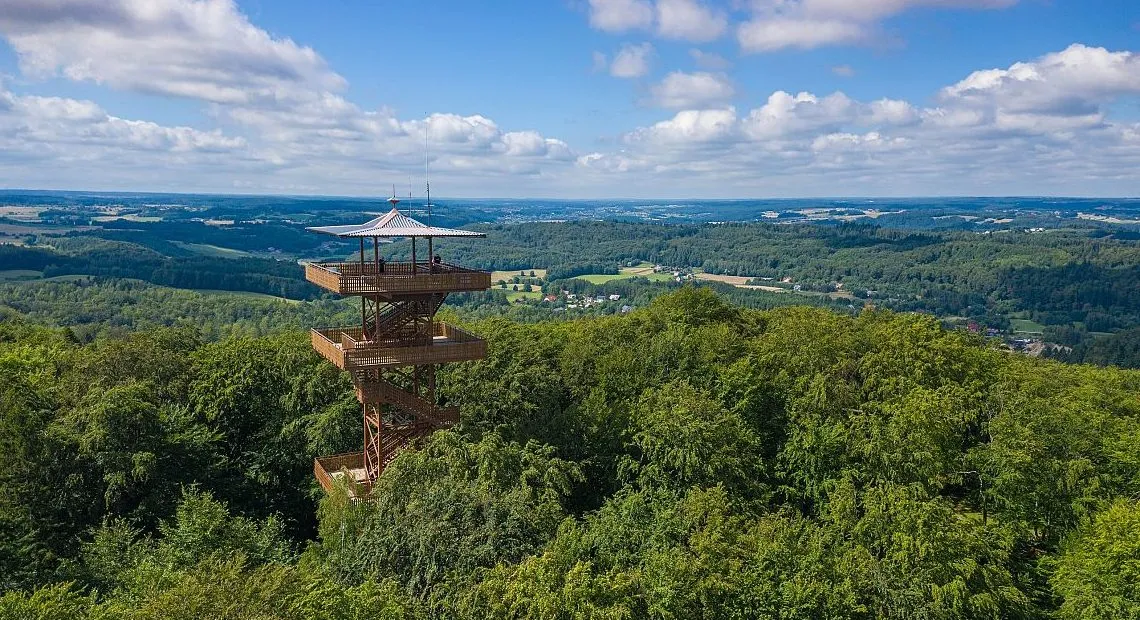 Widok z Wieżycy Kaszuby panorama