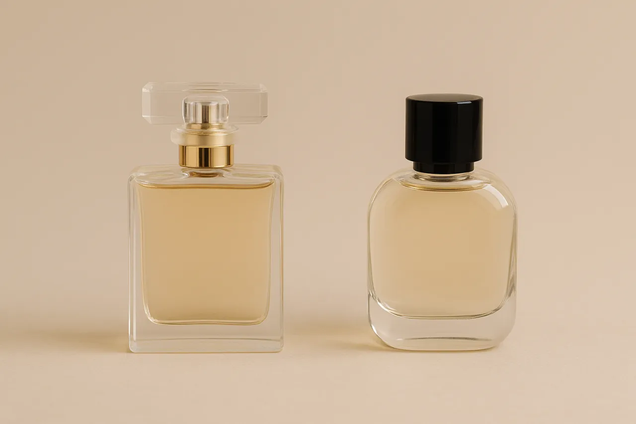 Flakony perfum i wody perfumowanej obok siebie