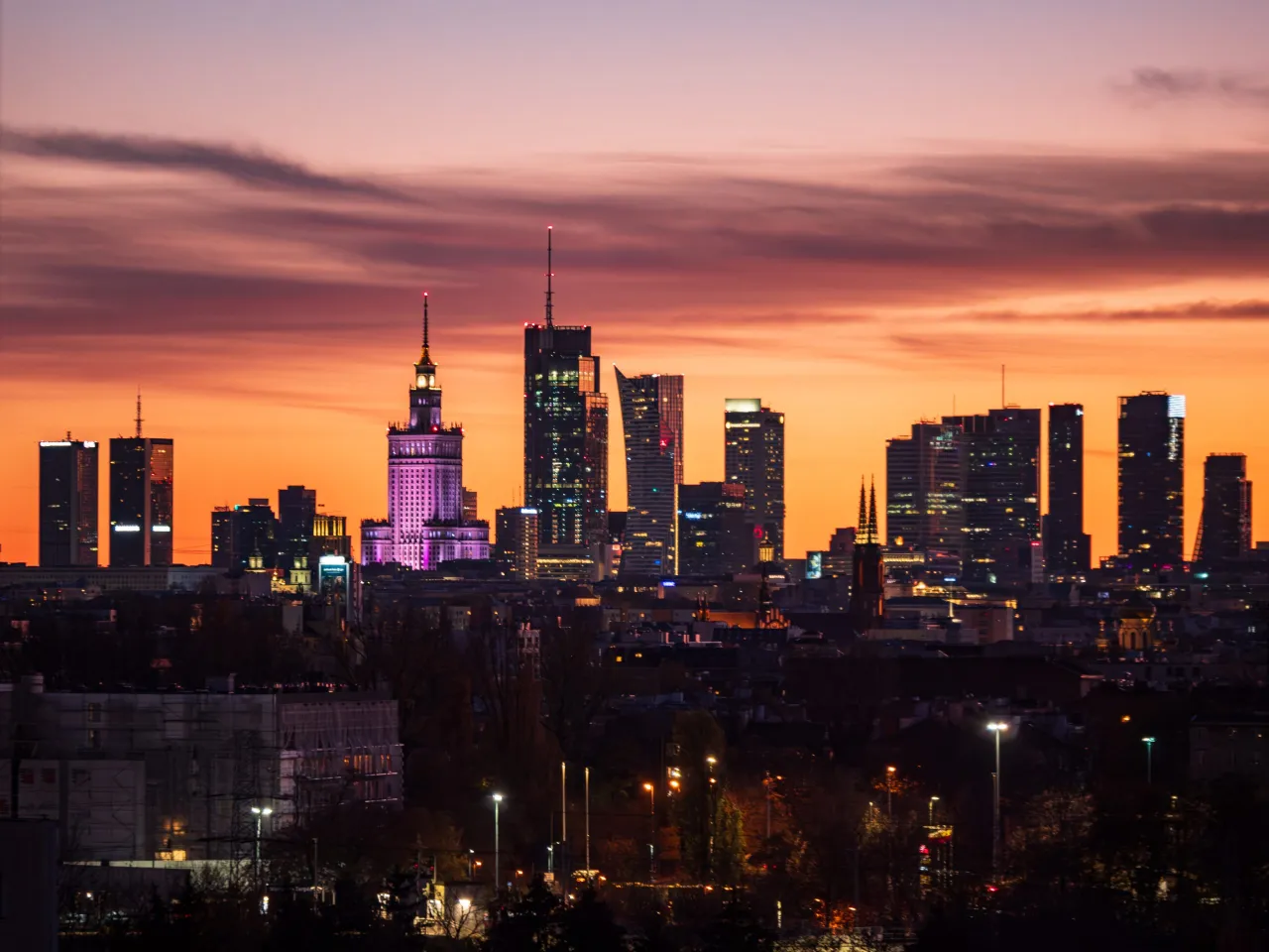 Panorama Warszawy dzień i noc