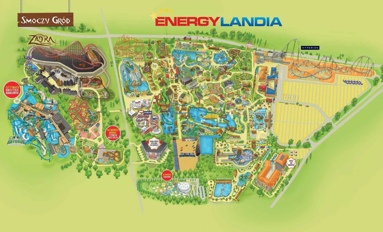Energylandia mapa okolicy noclegi