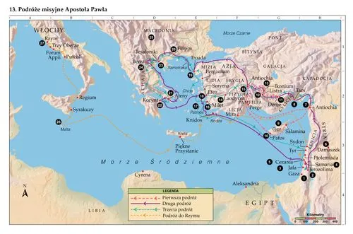 Mapa pierwszej podróży misyjnej św. Pawła