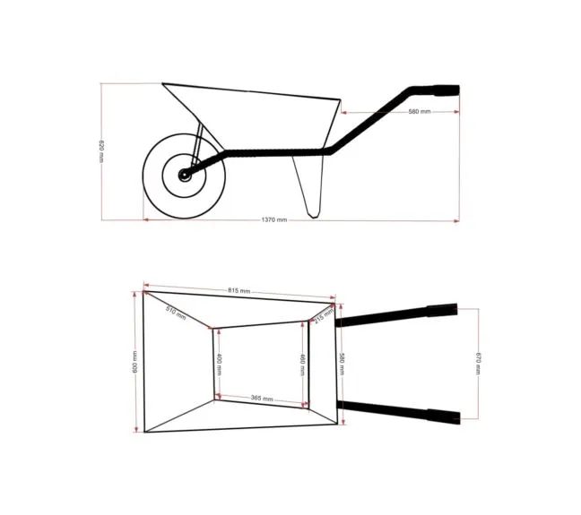 Drewniana taczka projekt schemat wymiary
