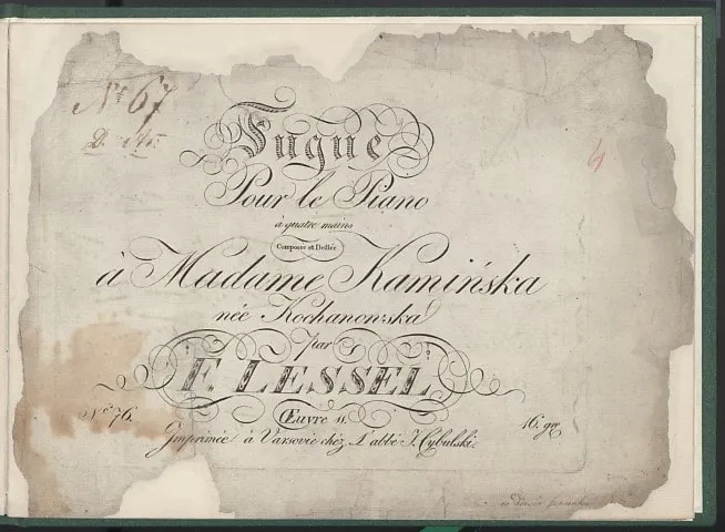 Przykład strony tytułowej partytury z nazwiskiem kompozytora