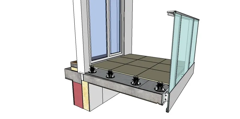 taras wentylowany na wspornikach przekrój