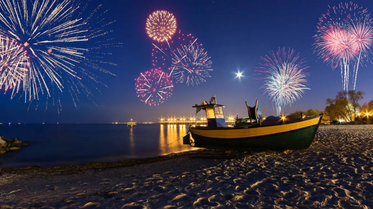 Sylwester nad morzem zimowa plaża