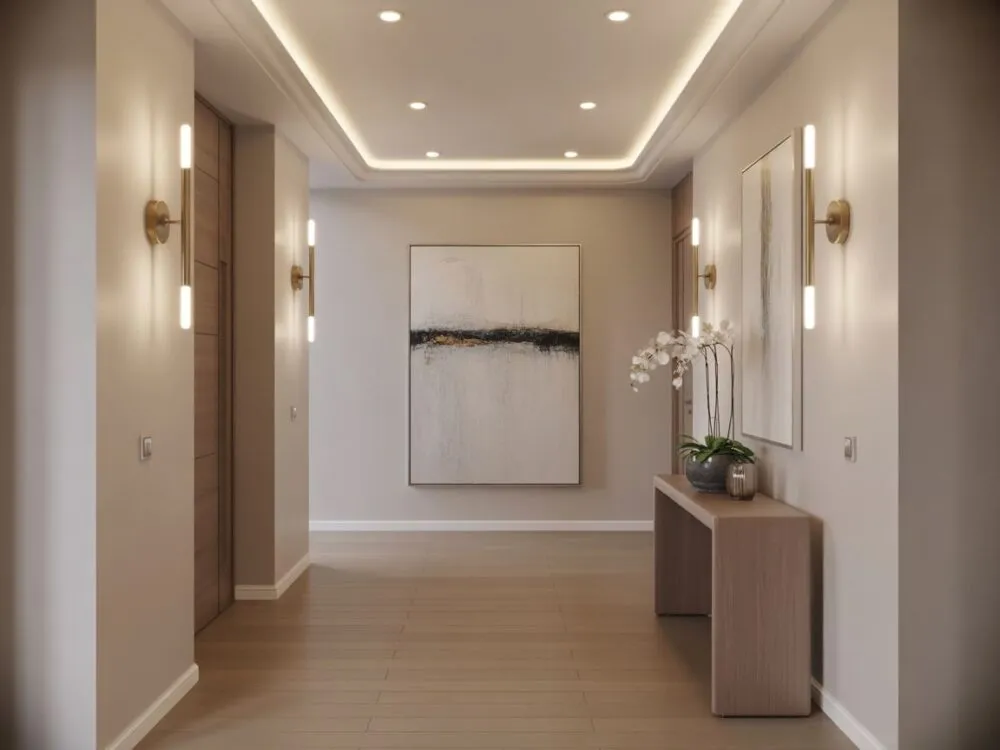 przykłady oświetlenia sufitowego w przedpokoju