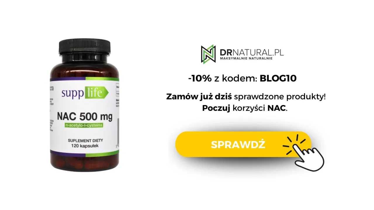 NAC korzyści zdrowotne infografika