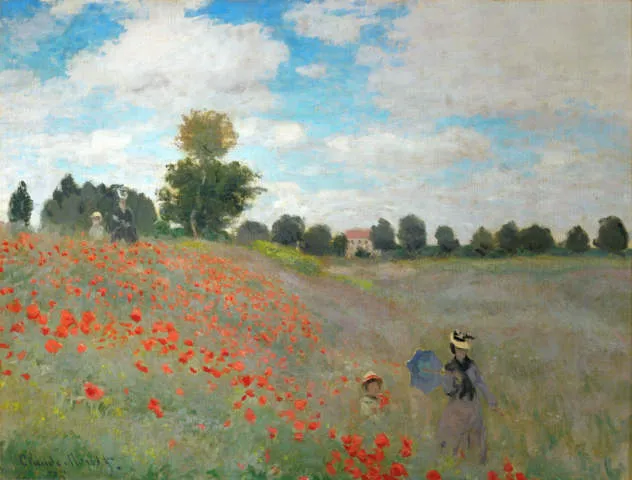 Claude Monet Mohnfeld bei Argenteuil impressionistisches Gem&auml;lde