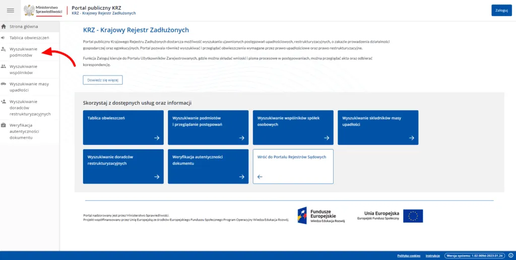 Krajowy Rejestr Zadłużonych strona główna