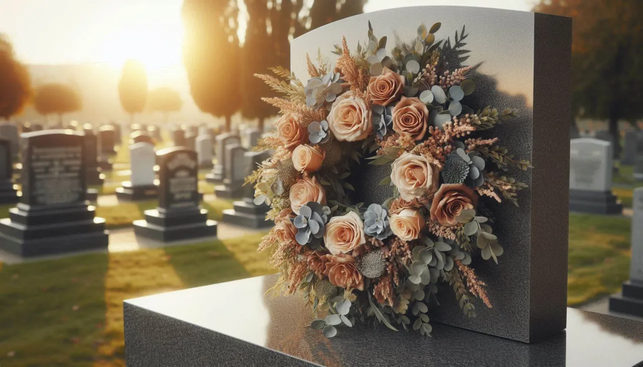 nowoczesne podłużne stroiki na cmentarz, minimalistyczne kompozycje nagrobne