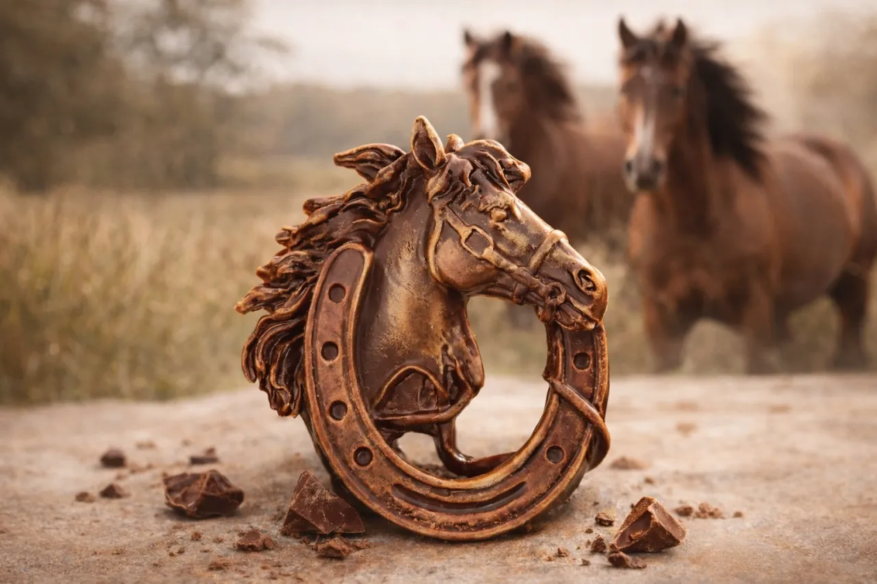 koń z podkowami na twardym podłożu