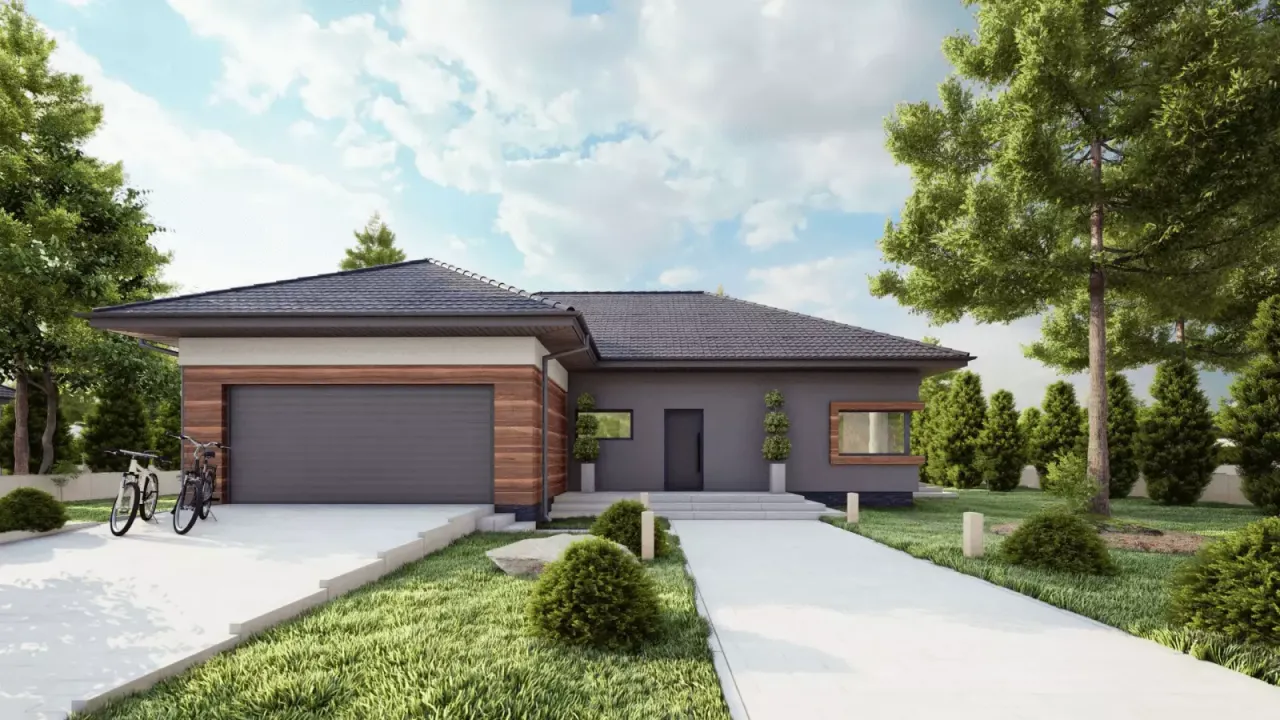 Wizualizacja nowoczesnego domu jednorodzinnego 150m2 z kosztorysem