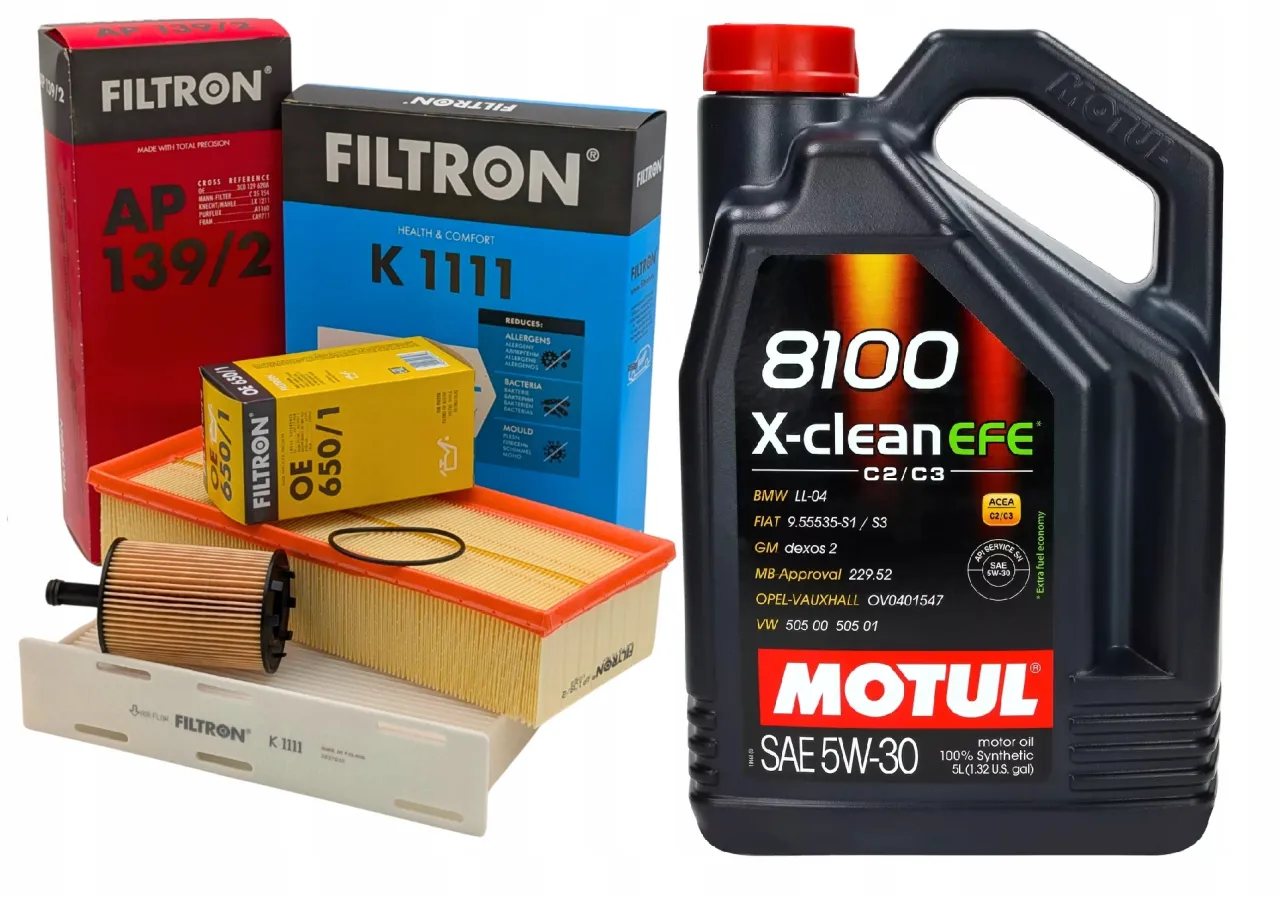 komplet filtr&oacute;w samochodowych do wymiany oleju