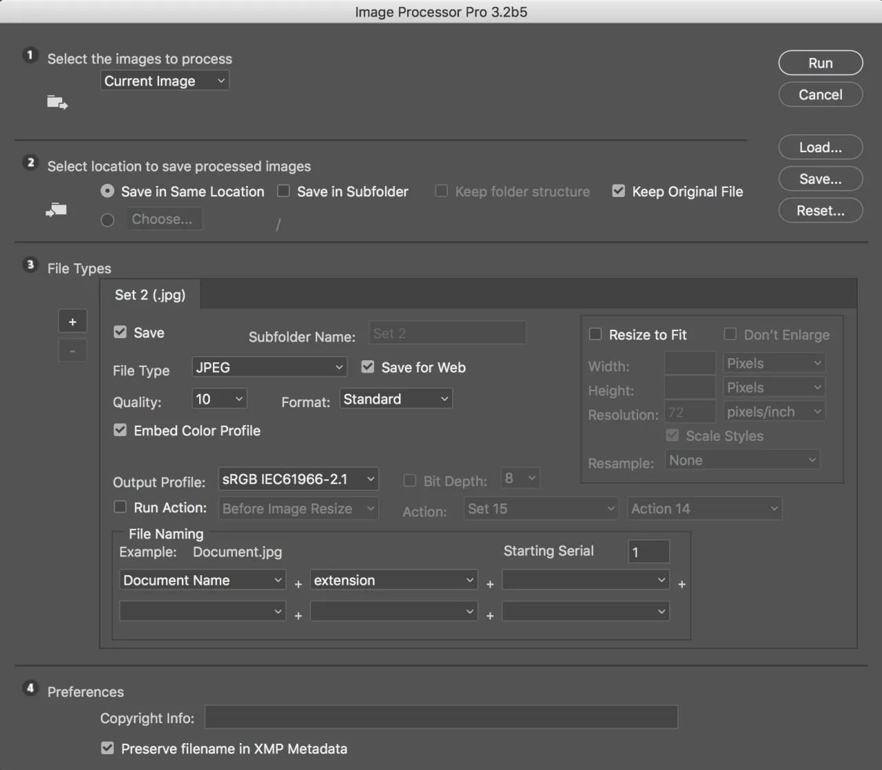 Photoshop export settings for web