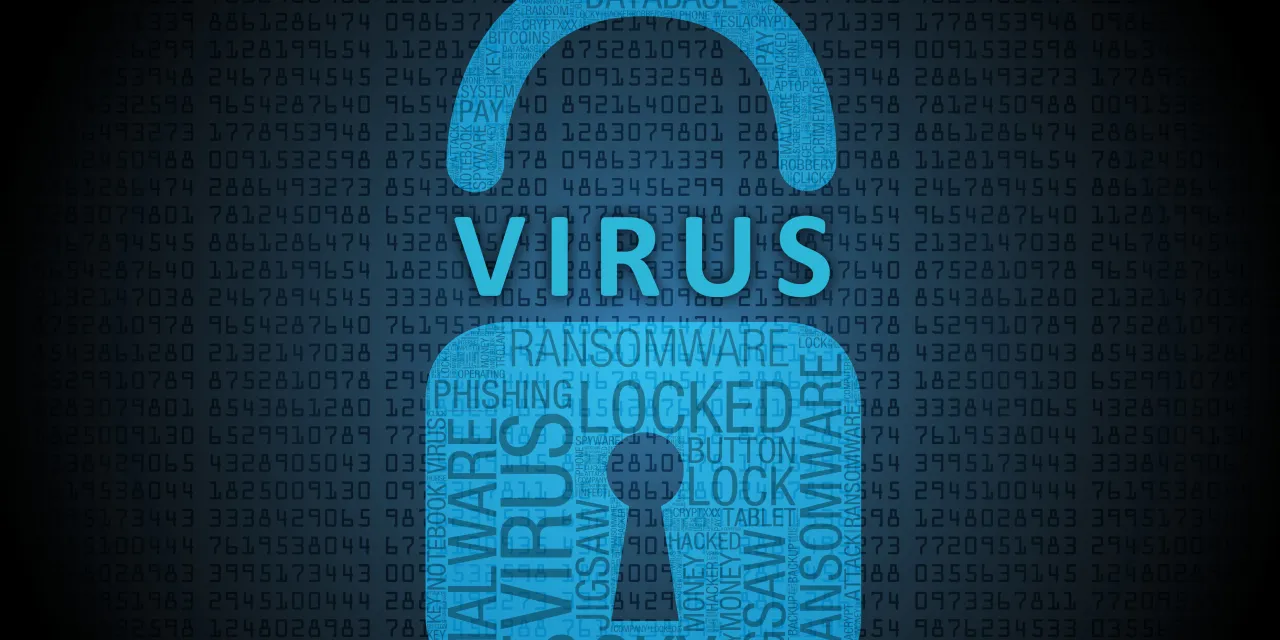 Grafika przedstawia słowa kluczowe związane z cyberzagrożeniami, takie jak 