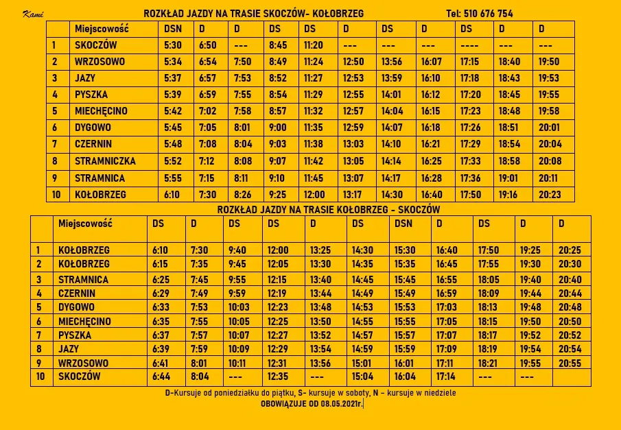 Autobus Kołobrzeg Sianożęty