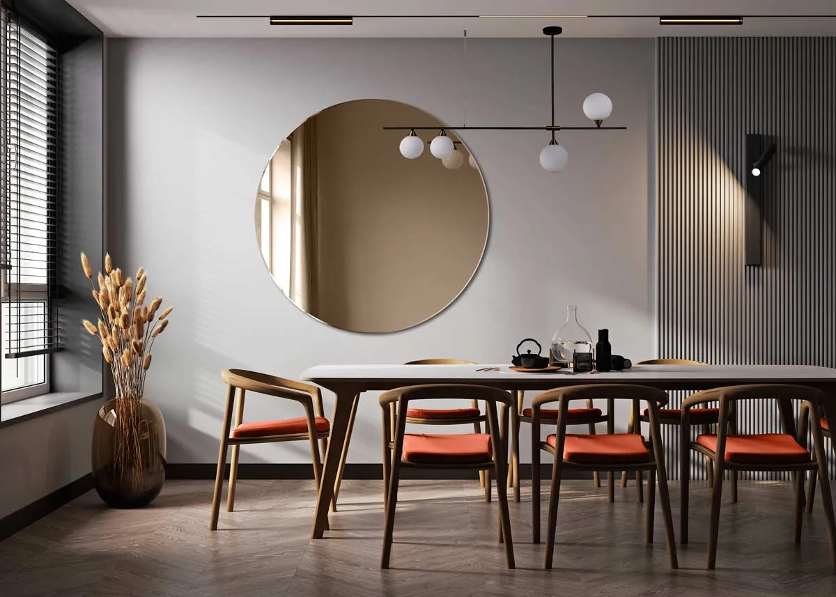 Dopasowanie lustra do stołu w jadalni