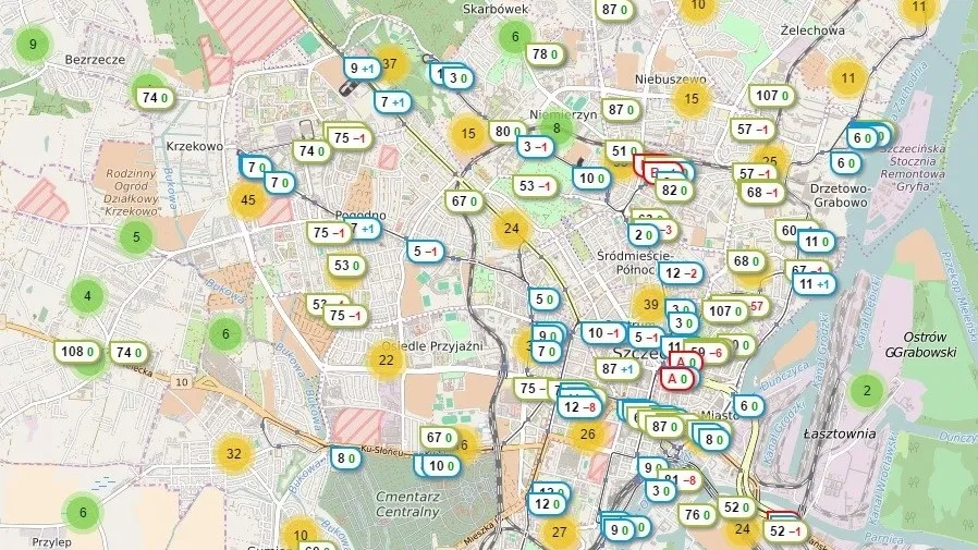 Mapa komunikacji miejskiej Szczecina