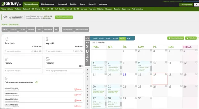 kalendarz termin wystawienia faktury
