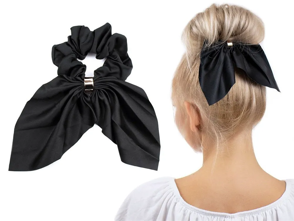 kreatywne gumki scrunchie z kokardami i uszami