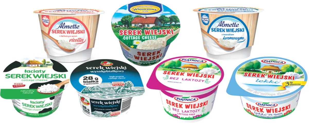 Różne rodzaje twarogu i serków wiejskich