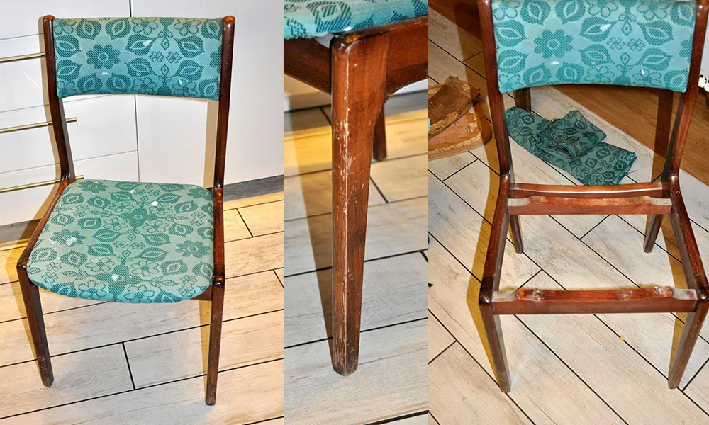 przed i po renowacji starego krzesła