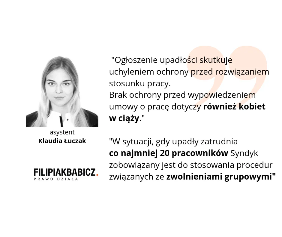 umowa o pracę w upadłej firmie, ochrona pracownika
