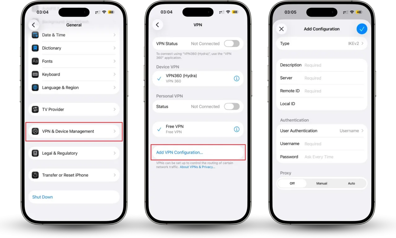 iPhone VPN app setup process