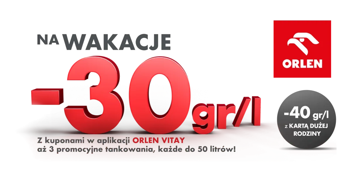 Aplikacja Orlen Vitay, Karta Dużej Rodziny, promocje na stacjach paliw