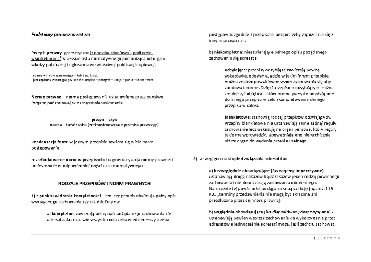 Rodzaje przepisów prawnych przykłady