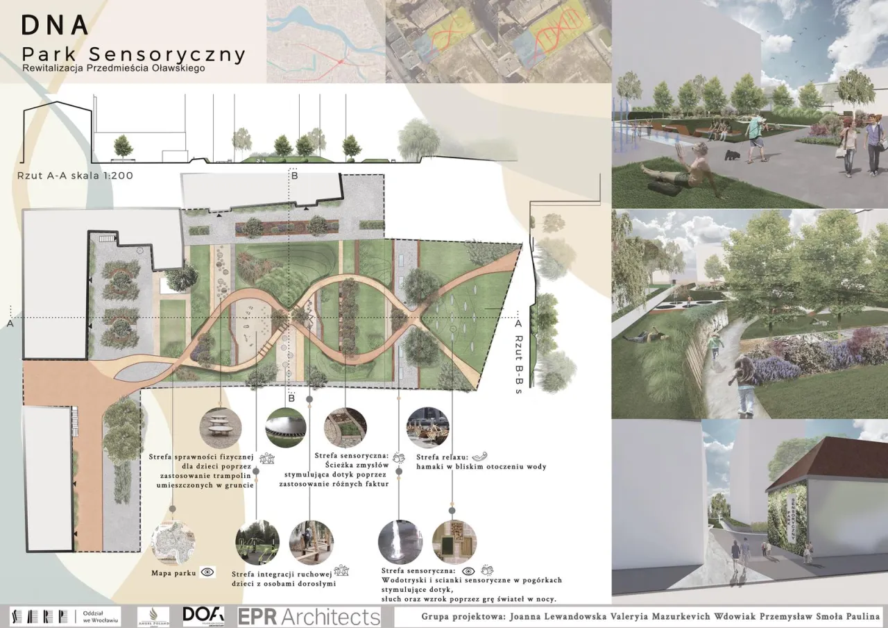 dziecko bawiące się w ogrodzie sensorycznym