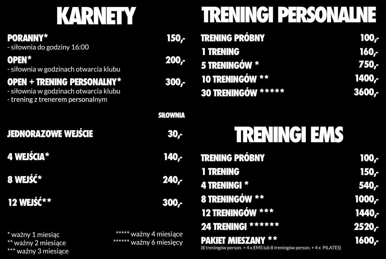 Cennik treningu personalnego w Polsce