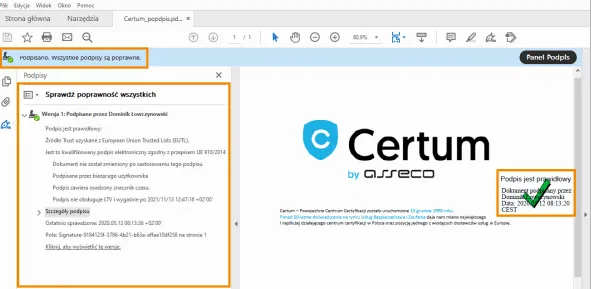 kwalifikowany podpis elektroniczny w dokumencie PDF przykład
