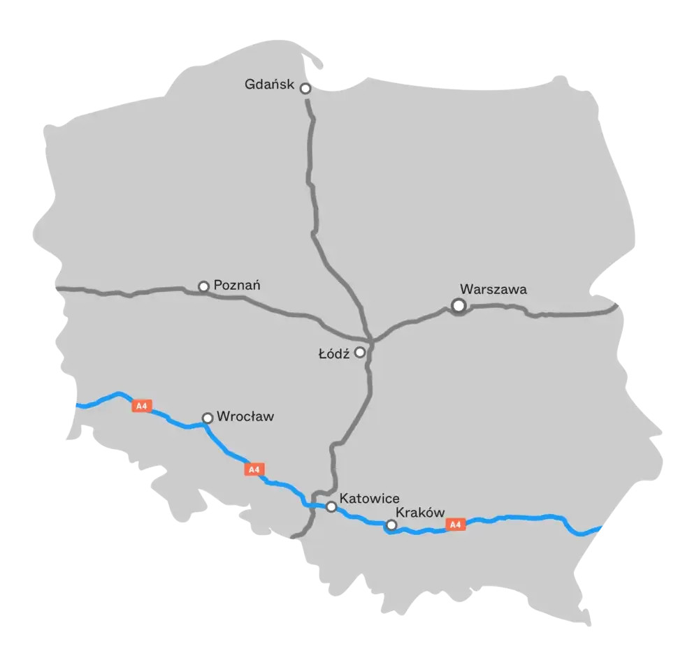 Autopay A4 mapa odcinków płatnych