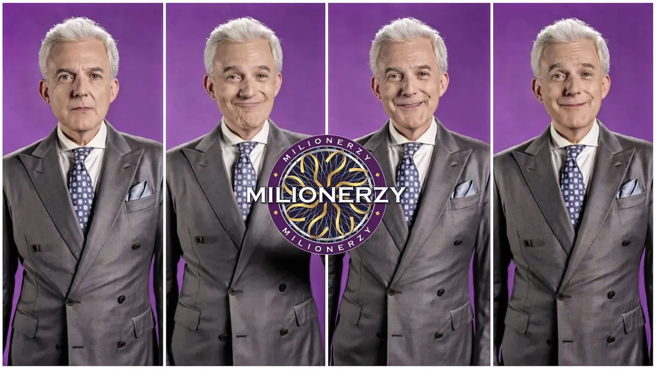 Hubert Urbański w czterech odsłonach, od poważnego po uśmiechniętego, w garniturze, z logo 