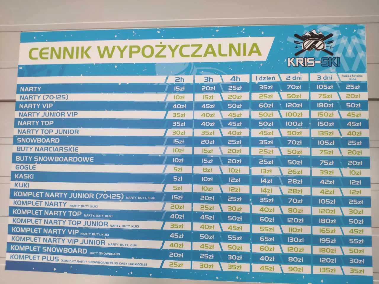 Cennik wypożyczalni nart w Białce Tatrzańskiej. Ceny skipassów i sprzętu narciarskiego.