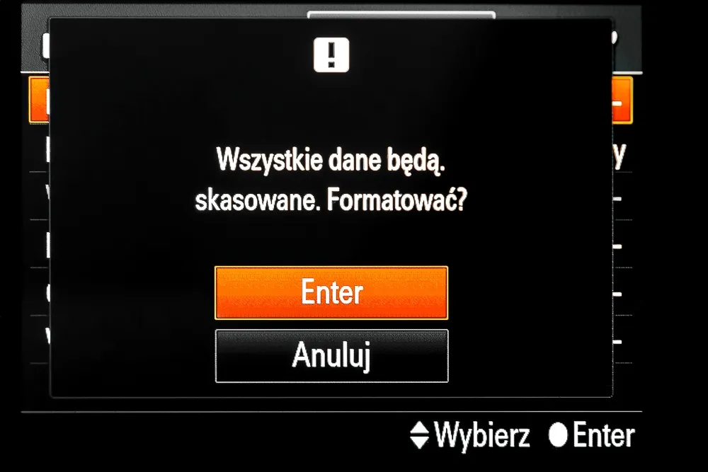 formatowanie karty pamięci w aparacie