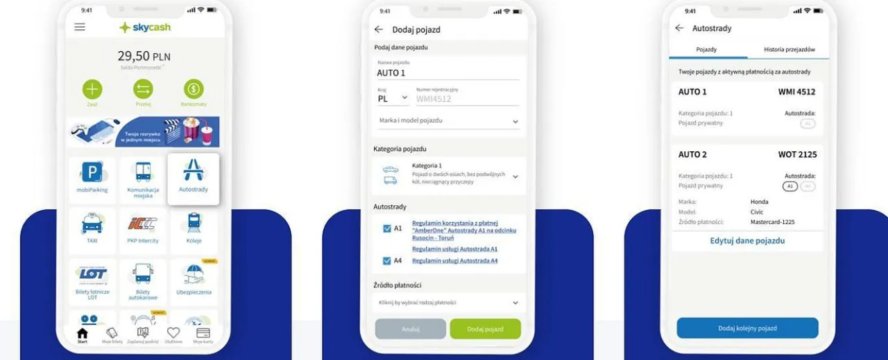 Aplikacje do płatności za autostrady Autopay mPay SkyCash IKO