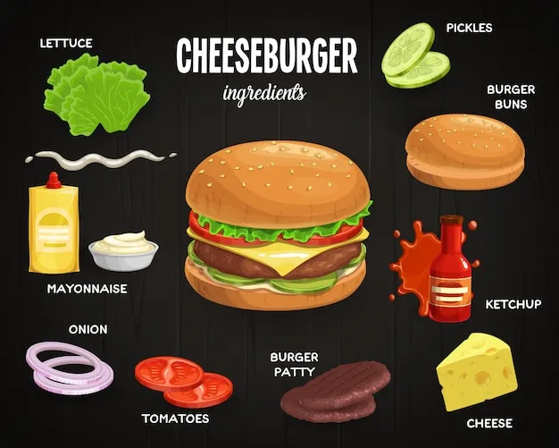 zdekonstruowany hamburger składniki na desce