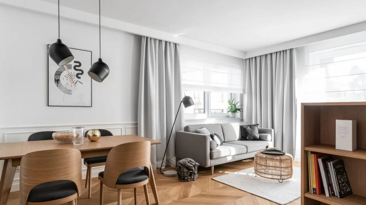 Mały salon z jadalnią aranżacje