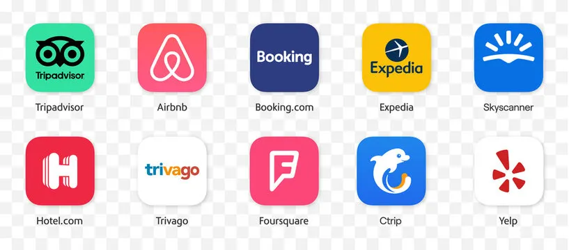 porównywarki noclegów logo booking airbnb trivago