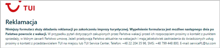 wzór pisma reklamacyjnego do biura podróży, elementy reklamacji