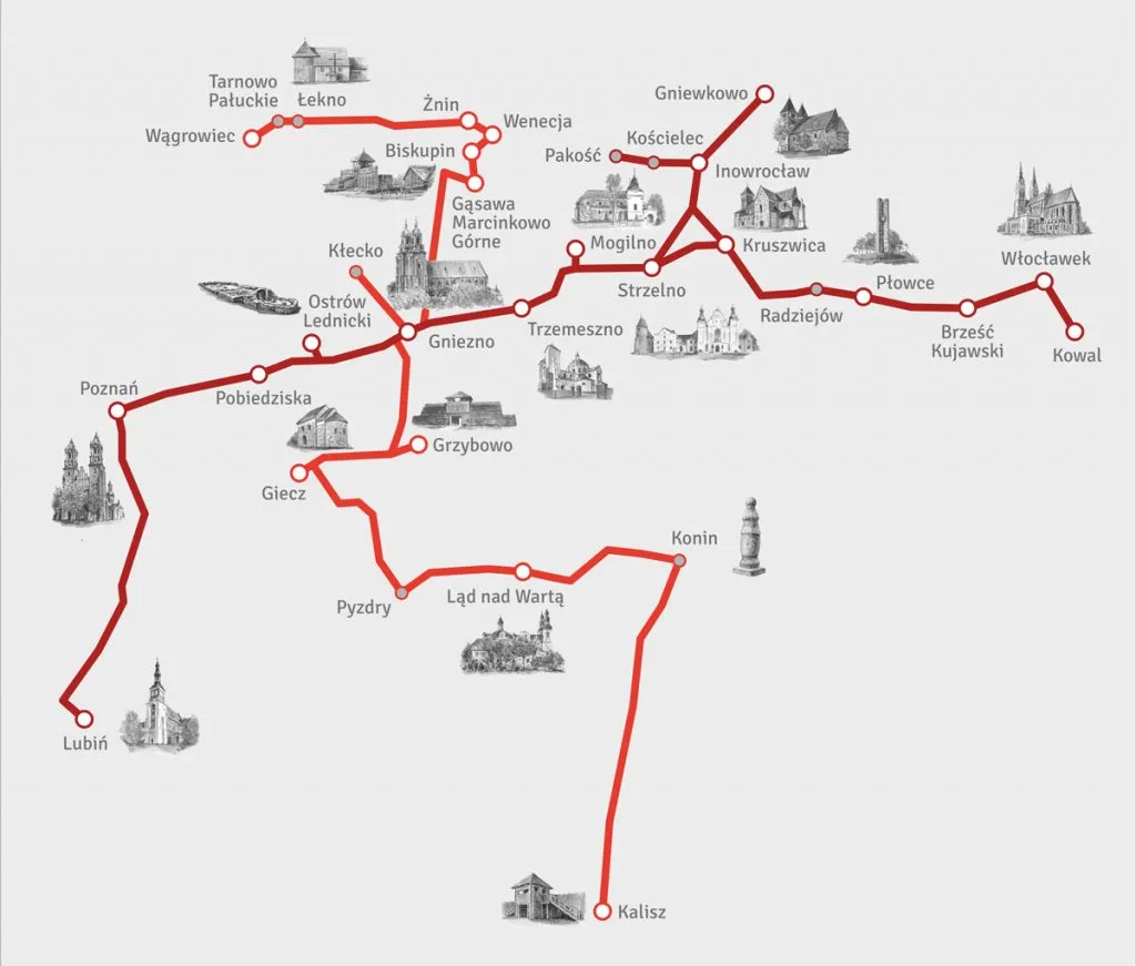Szlak Piastowski mapa atrakcji